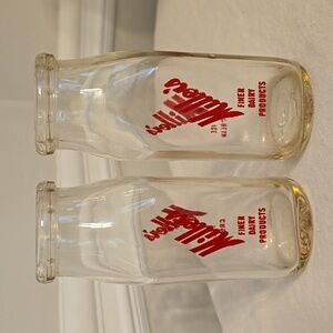Two Miller's Milk Bottles Vintage Excellent Condition